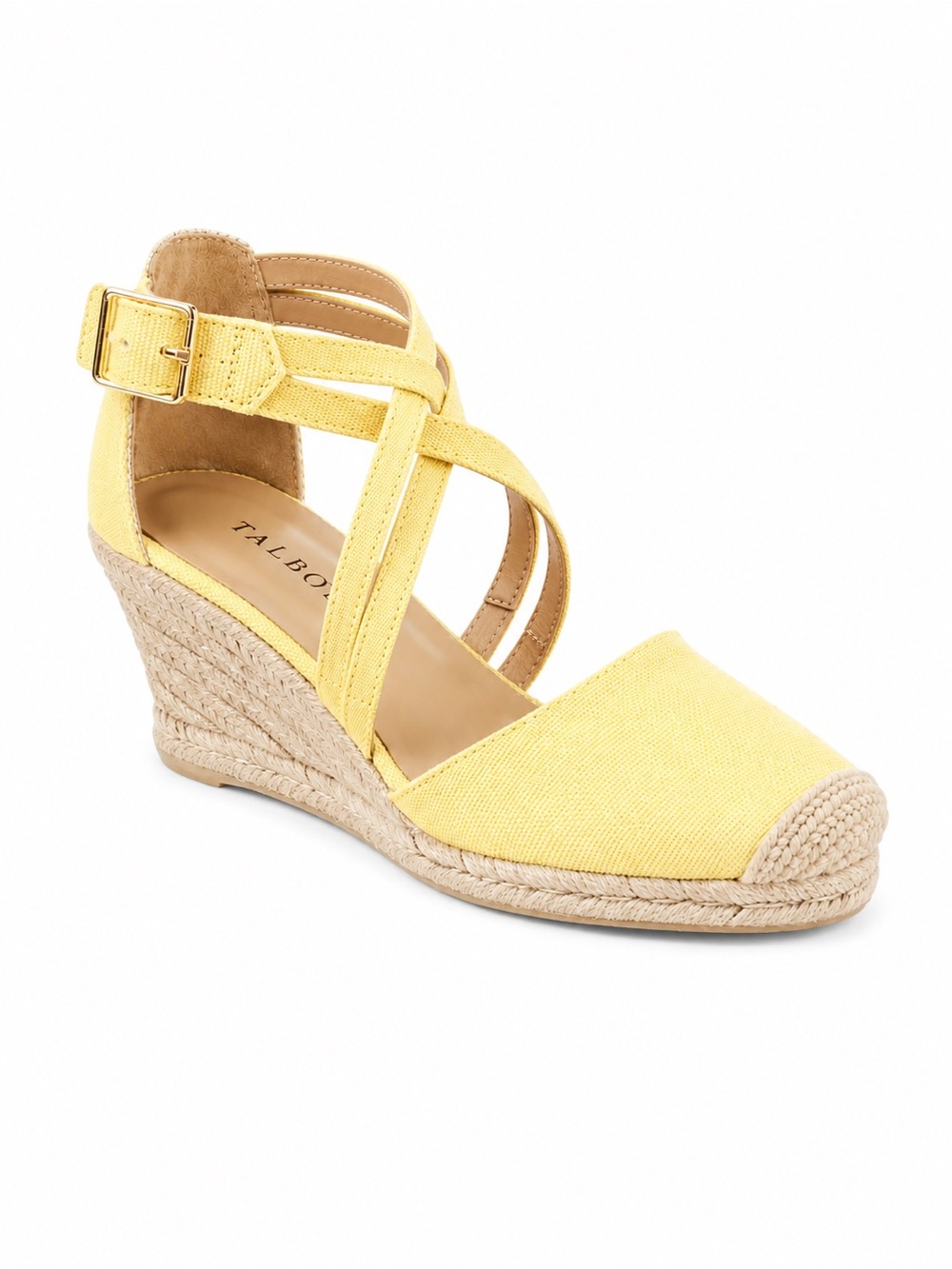 Talbots Lyndsay Strappy Espadrille Wedge Sandals Lemon Chiffon Yellow 9.5